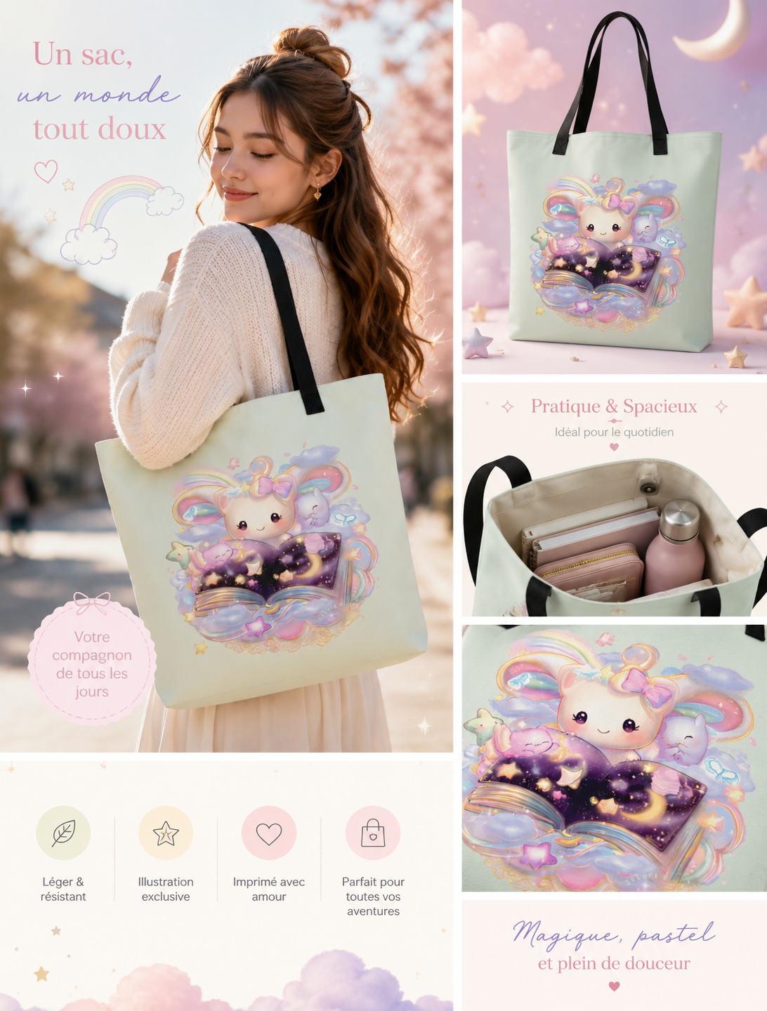 Tote bag large Sakura douceur